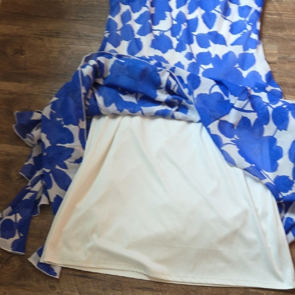 Bobbie Bee Midi Flapper Style Hem Dress Blue And White Size 12 - Picture 11 of 12